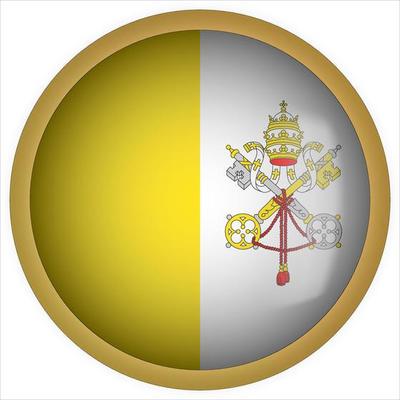 Vatican City 3D rounded Flag Button Icon with Gold Frame