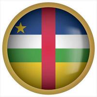 Central African Republic 3D rounded Flag Button Icon with Gold Frame vector