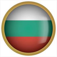 Bulgaria 3D rounded Flag Button Icon with Gold Frame vector