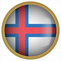 Faroe Islands 3D rounded Flag Button Icon with Gold Frame vector