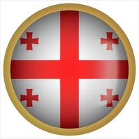 Georgia 3D rounded Flag Button Icon with Gold Frame vector