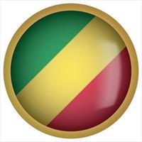 Congo 3D rounded Flag Button Icon with Gold Frame vector