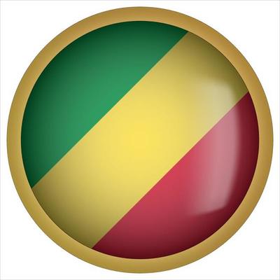 Congo 3D rounded Flag Button Icon with Gold Frame