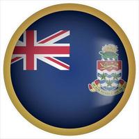 Cayman Islands 3D rounded Flag Button Icon with Gold Frame vector