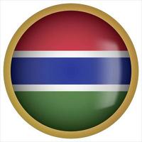 Gambia 3D rounded Flag Button Icon with Gold Frame vector