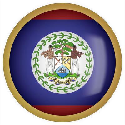 Belize 3D rounded Flag Button Icon with Gold Frame