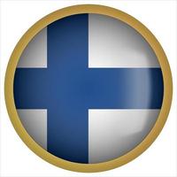 Finland 3D rounded Flag Button Icon with Gold Frame vector