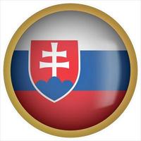 Slovakia 3D rounded Flag Button Icon with Gold Frame vector