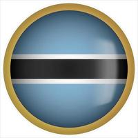 Botswana 3D rounded Flag Button Icon with Gold Frame vector