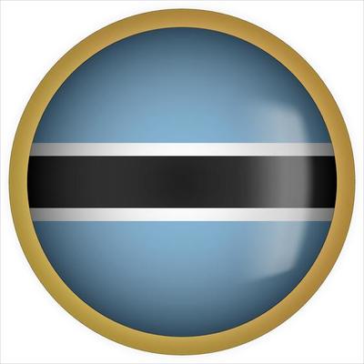 Botswana 3D rounded Flag Button Icon with Gold Frame