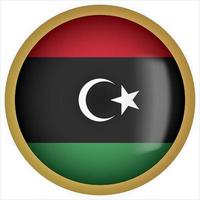 Libya 3D rounded Flag Button Icon with Gold Frame vector