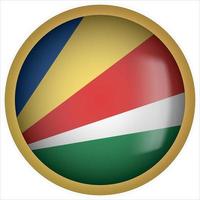 Seychelles 3D rounded Flag Button Icon with Gold Frame vector