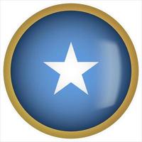 Somalia 3D rounded Flag Button Icon with Gold Frame vector