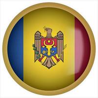 Moldova 3D rounded Flag Button Icon with Gold Frame vector