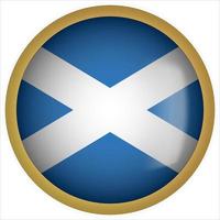 Scotland 3D rounded Flag Button Icon with Gold Frame vector