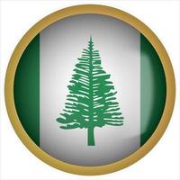 Norfolk Island Portugal 3D rounded Flag Button Icon with Gold Frame vector