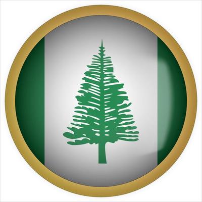 Norfolk Island Portugal 3D rounded Flag Button Icon with Gold Frame