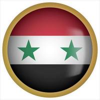 Siria icono de botón de bandera redondeada 3d con marco dorado vector