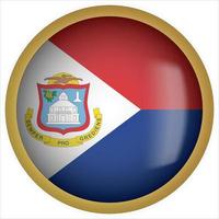 Sint Maarten 3D rounded Flag Button Icon with Gold Frame vector