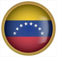 Venezuela icono de botón de bandera redondeada 3d con marco dorado vector