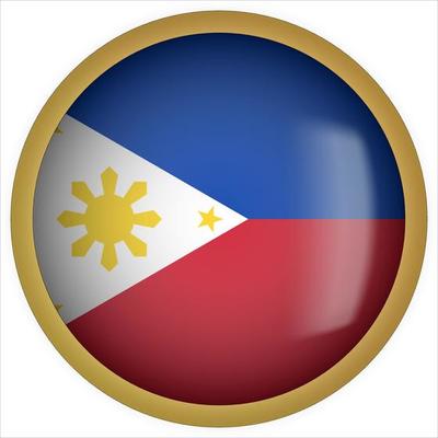 Philippines 3D rounded Flag Button Icon with Gold Frame