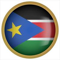 South Sudan 3D rounded Flag Button Icon with Gold Frame vector