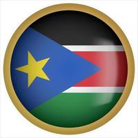 South Sudan 3D rounded Flag Button Icon with Gold Frame vector