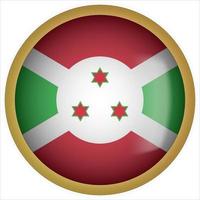 Burundi 3D rounded Flag Button Icon with Gold Frame vector