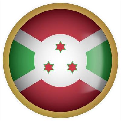 Burundi 3D rounded Flag Button Icon with Gold Frame