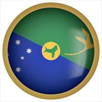 Christmas Island 3D rounded Flag Button Icon with Gold Frame vector