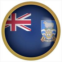 Falkland Islands 3D rounded Flag Button Icon with Gold Frame vector