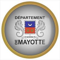 Mayotte 3D rounded Flag Button Icon with Gold Frame vector