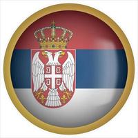 Serbia icono de botón de bandera redondeada 3d con marco dorado vector