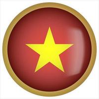 Vietnam 3D rounded Flag Button Icon with Gold Frame vector