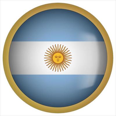 Argentina 3D rounded Flag Button Icon with Gold Frame