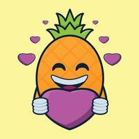 Ilustración de vector de personaje de fruta de piña