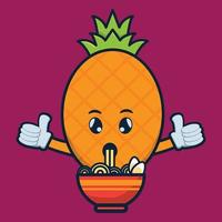 Ilustración de vector de personaje de fruta de piña