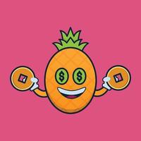 Ilustración de vector de personaje de fruta de piña