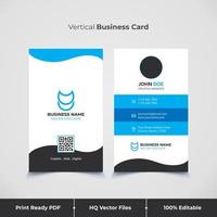 plantilla de tarjeta de visita y tarjeta de visita vertical profesional y moderna azul vector