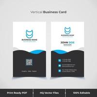 plantilla de diseño de tarjeta de visita vertical limpia creativa azul vector