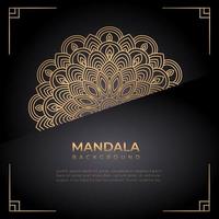 Fondo de mandala limpio de lujo con arabescos islámicos dorados y fondo de invitación de boda negro elegante adornado vector