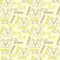 Seamless pattern with cats and fish for children's clothes or wrapping paper. Vector illustration.