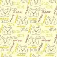 Seamless pattern with cats and fish for children's clothes or wrapping paper. Vector illustration.