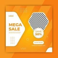 diseño de publicación de marketing de redes sociales de mega venta abstracta premium vector