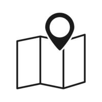 Map and pin icon - Travel direction place on map marked with pointer symbol, flat map destination and pin icon vector illustrator color editable