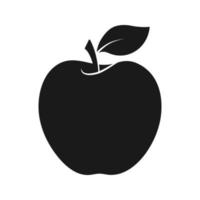 Apple icon, black silhouette of fresh natural fruit. Vector illustration. Color editable