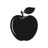 Apple icon, black silhouette of fresh natural fruit. Vector illustration. Color editable