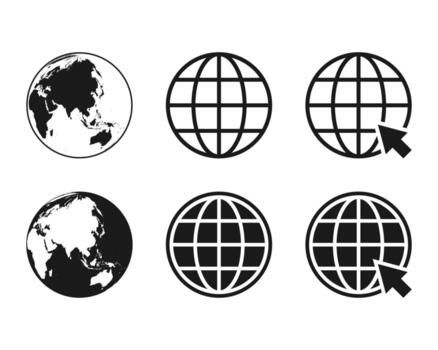 collection of globe icon symbol, go to web icon vector illustration color editable isolated on blank background