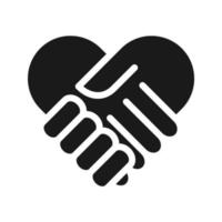 Handshake heart icon isolate on white background. vector