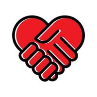 Handshake heart icon isolate on white background. vector